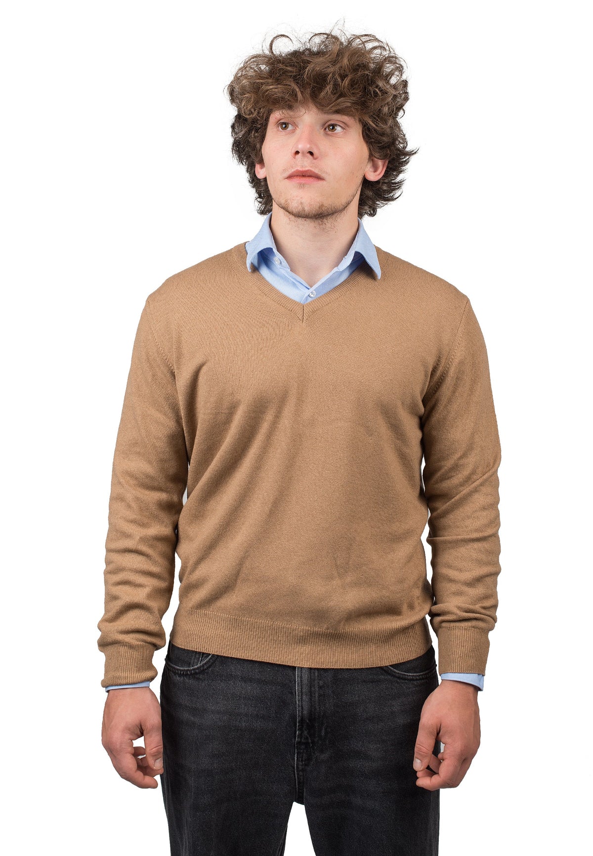 Camel Men's Cashmere Blend V-Neck