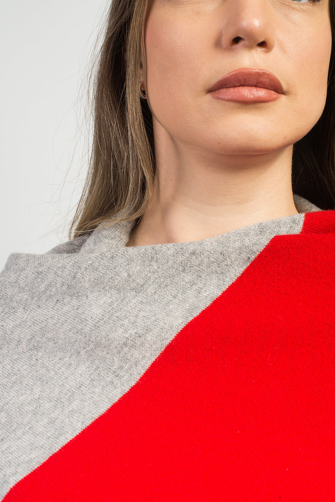Red-Gray Women's Two-Tone 100% Cashmere Wrap, view 4