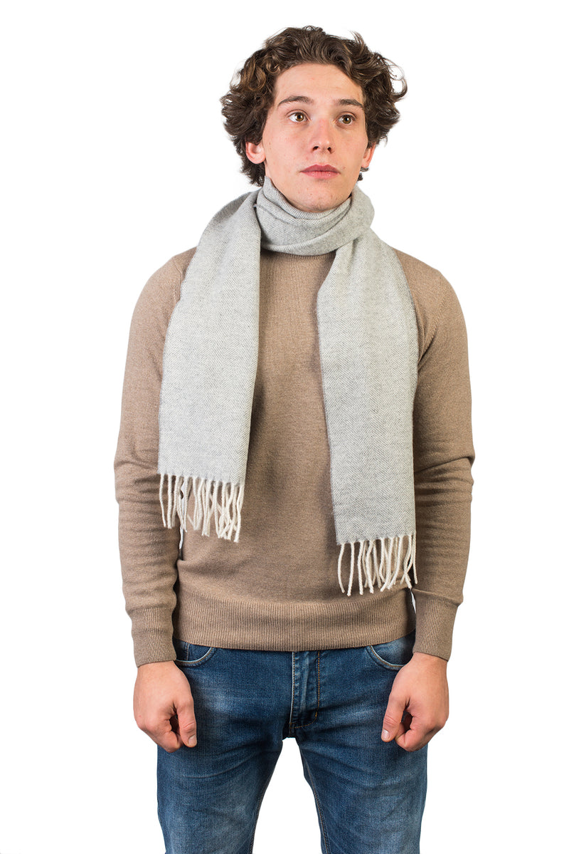 Herringbone Wool and Cashmere Scarf | Dalle Piane Cashmere