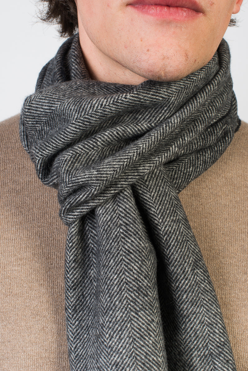 Herringbone Wool and Cashmere Scarf | Dalle Piane Cashmere