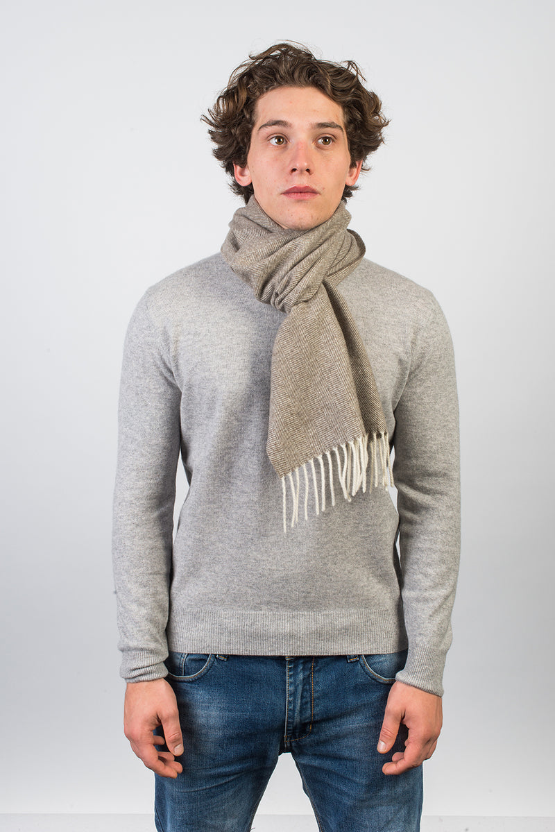 Herringbone Wool and Cashmere Scarf | Dalle Piane Cashmere