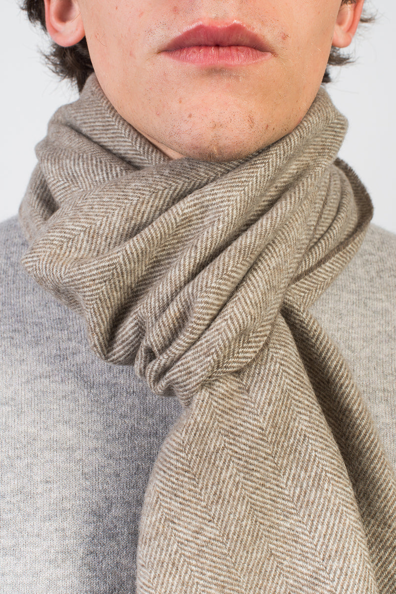 Herringbone Wool and Cashmere Scarf | Dalle Piane Cashmere