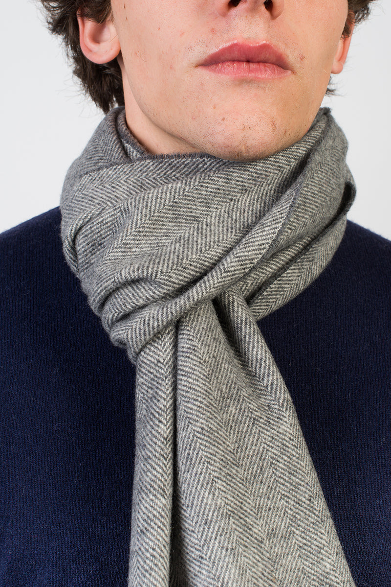 Herringbone Wool and Cashmere Scarf | Dalle Piane Cashmere