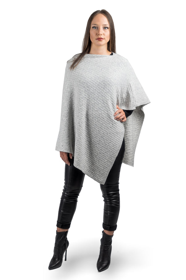 Cashmere blend braided poncho | Dalle Piane Cashmere