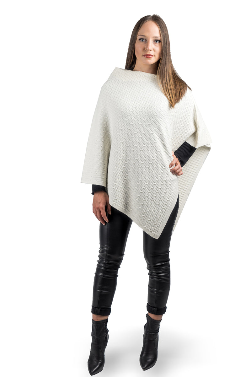 Cashmere blend braided poncho | Dalle Piane Cashmere