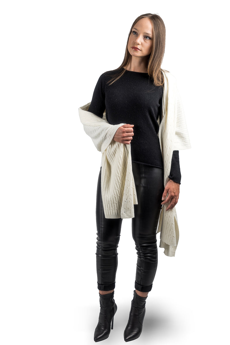 Cashmere blend braided stole | Dalle Piane Cashmere