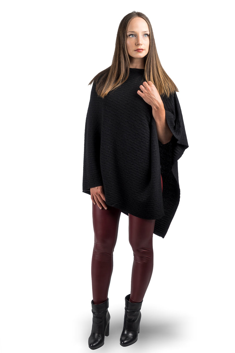 Cashmere blend braided poncho | Dalle Piane Cashmere