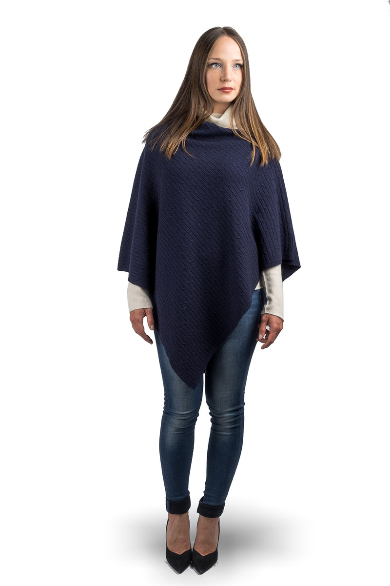 Cashmere blend braided poncho | Dalle Piane Cashmere