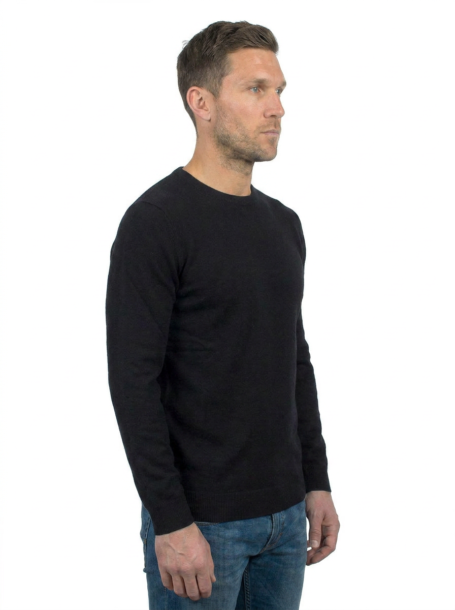 Black Men's 100% Cotton Crewneck, view 2