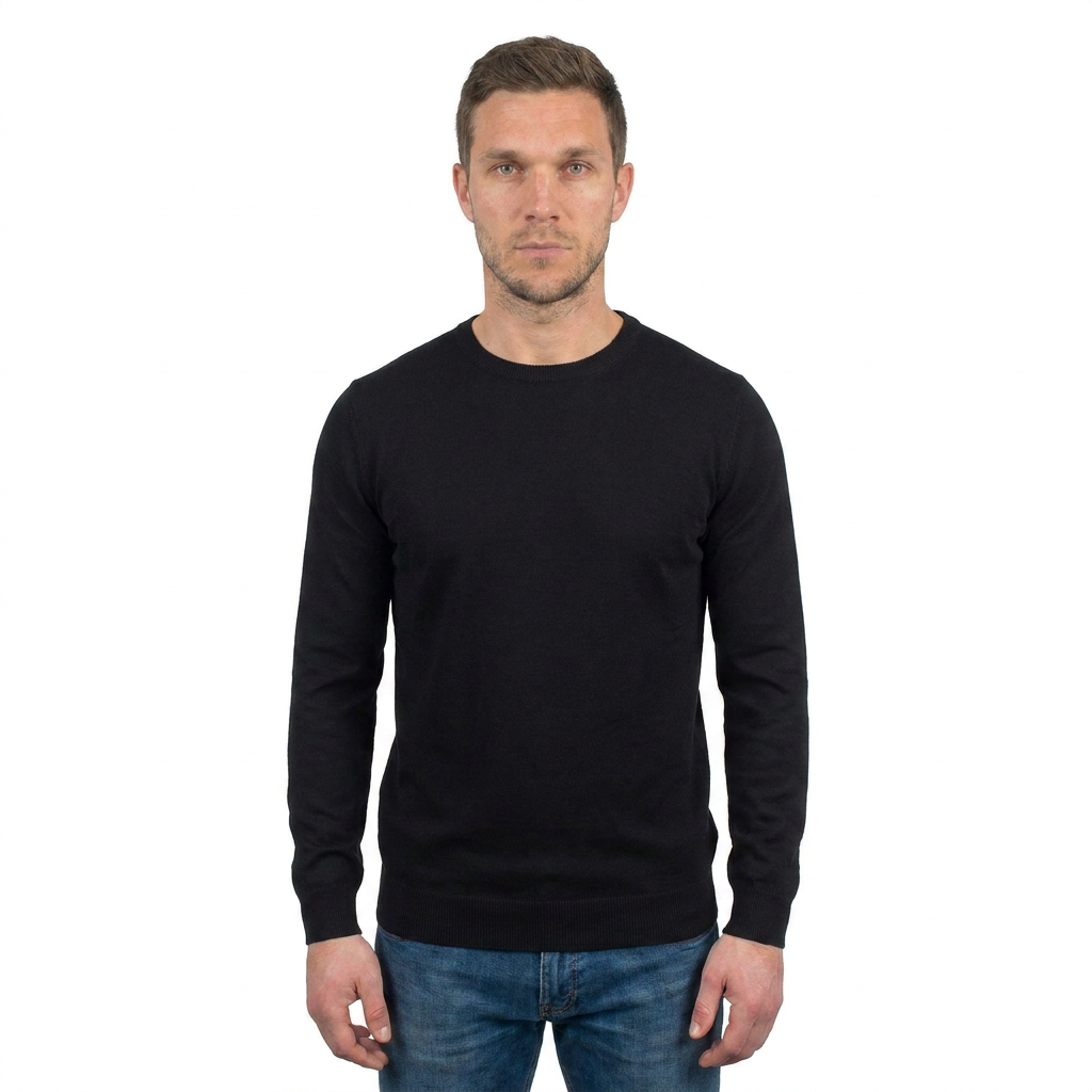 Black Men's 100% Cotton Crewneck