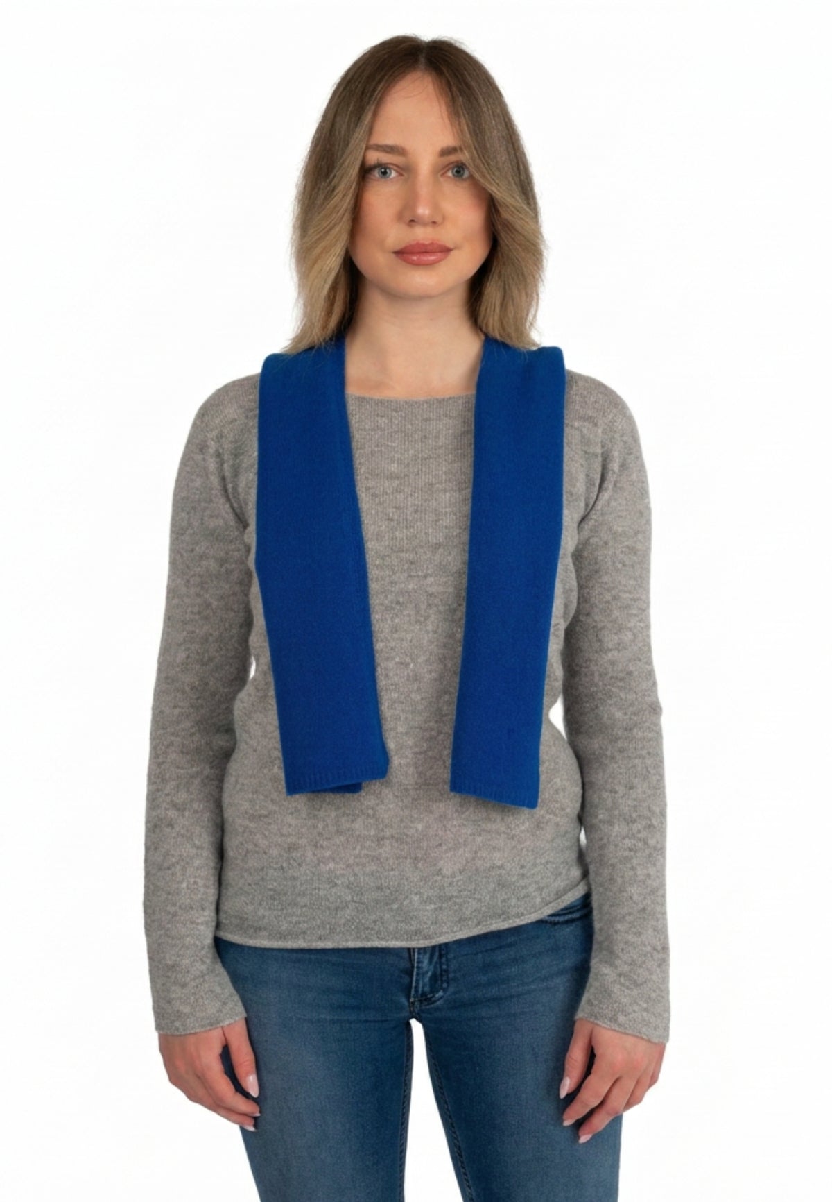 Electric blue Women's 100% Cashmere Skinny Scarf