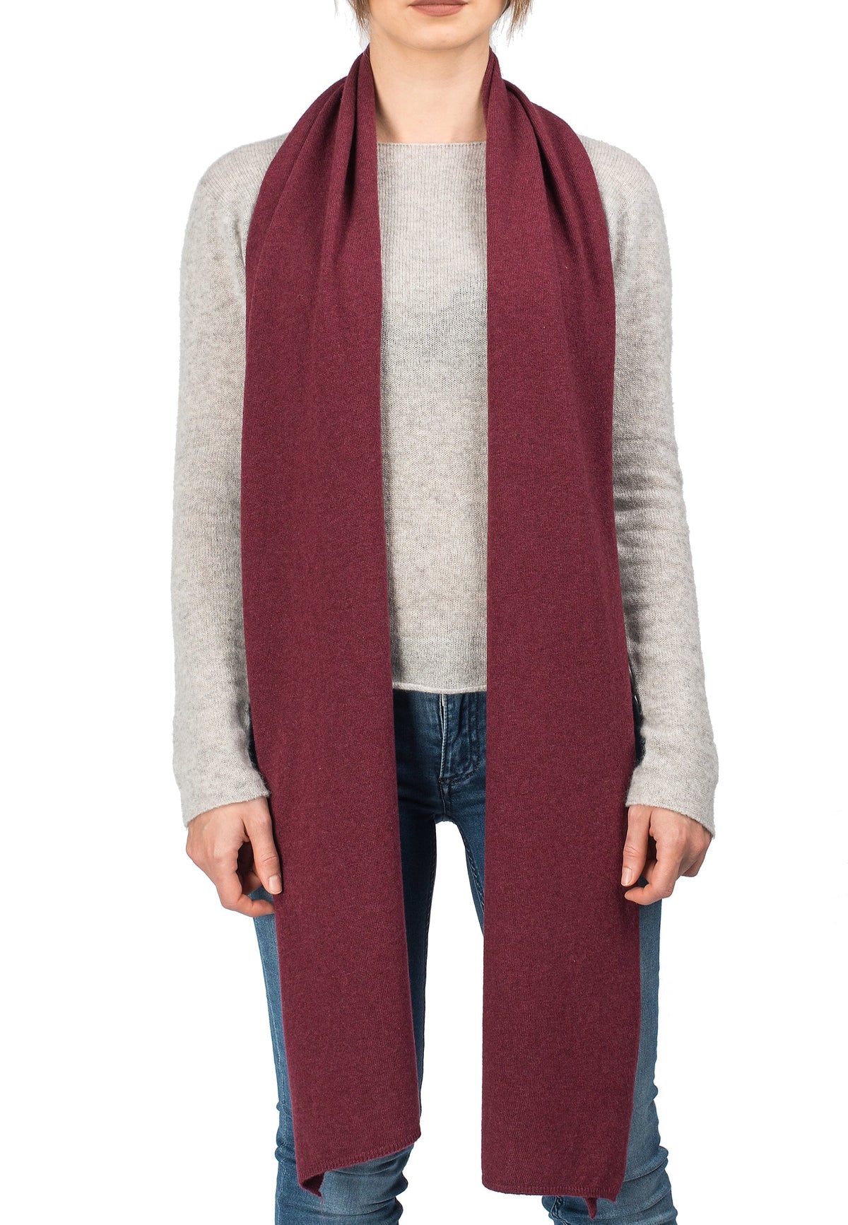 Burgundy Unisex Cashmere Blend Scarf, view 2
