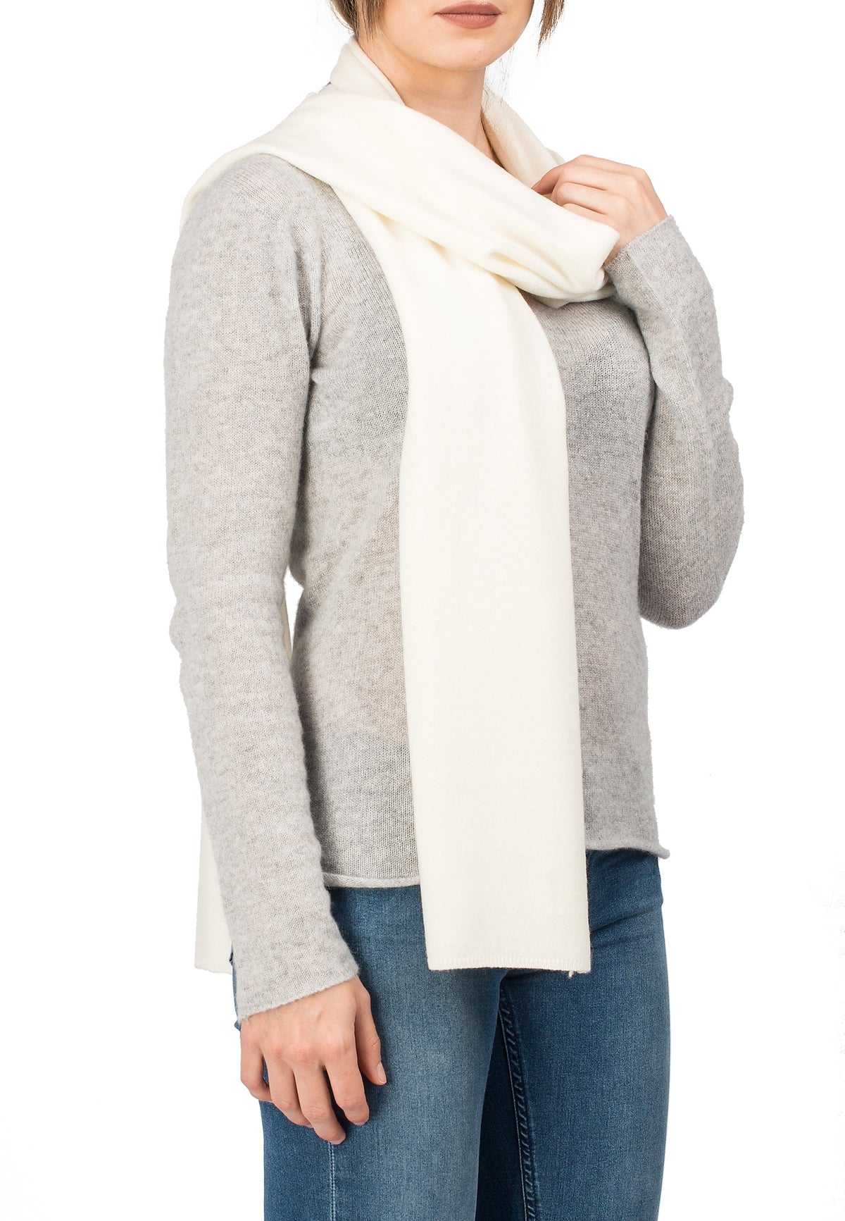 Cream Unisex Cashmere Blend Scarf
