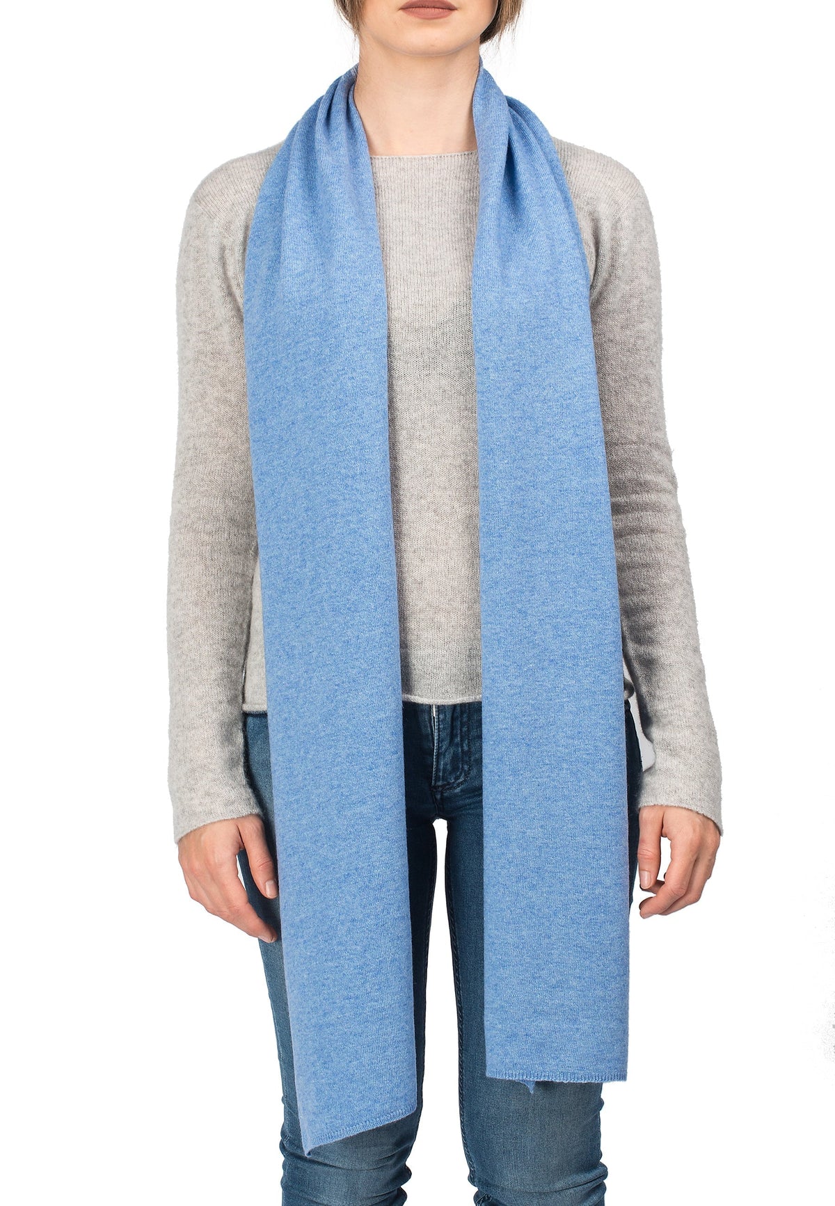 Light Blue Unisex Cashmere Blend Scarf, view 2