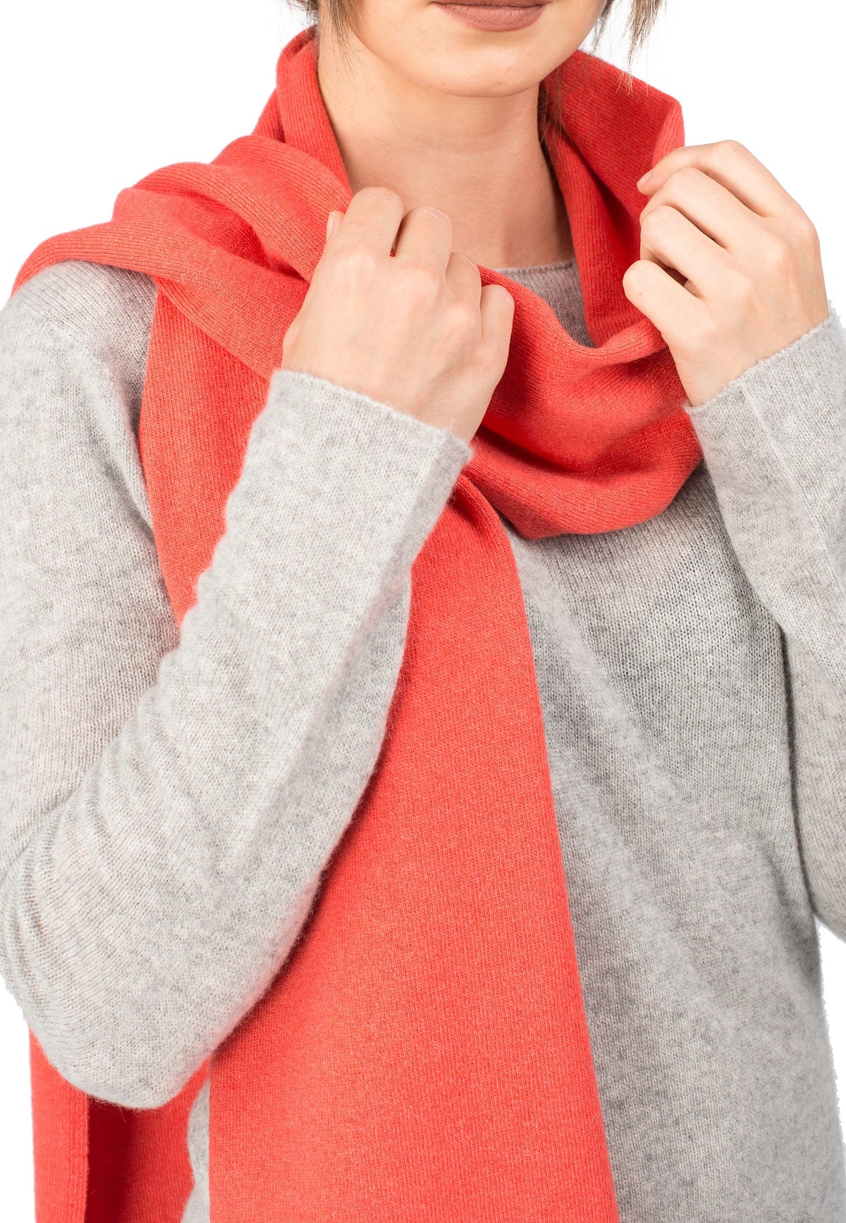 Orange Unisex Cashmere Blend Scarf, view 3