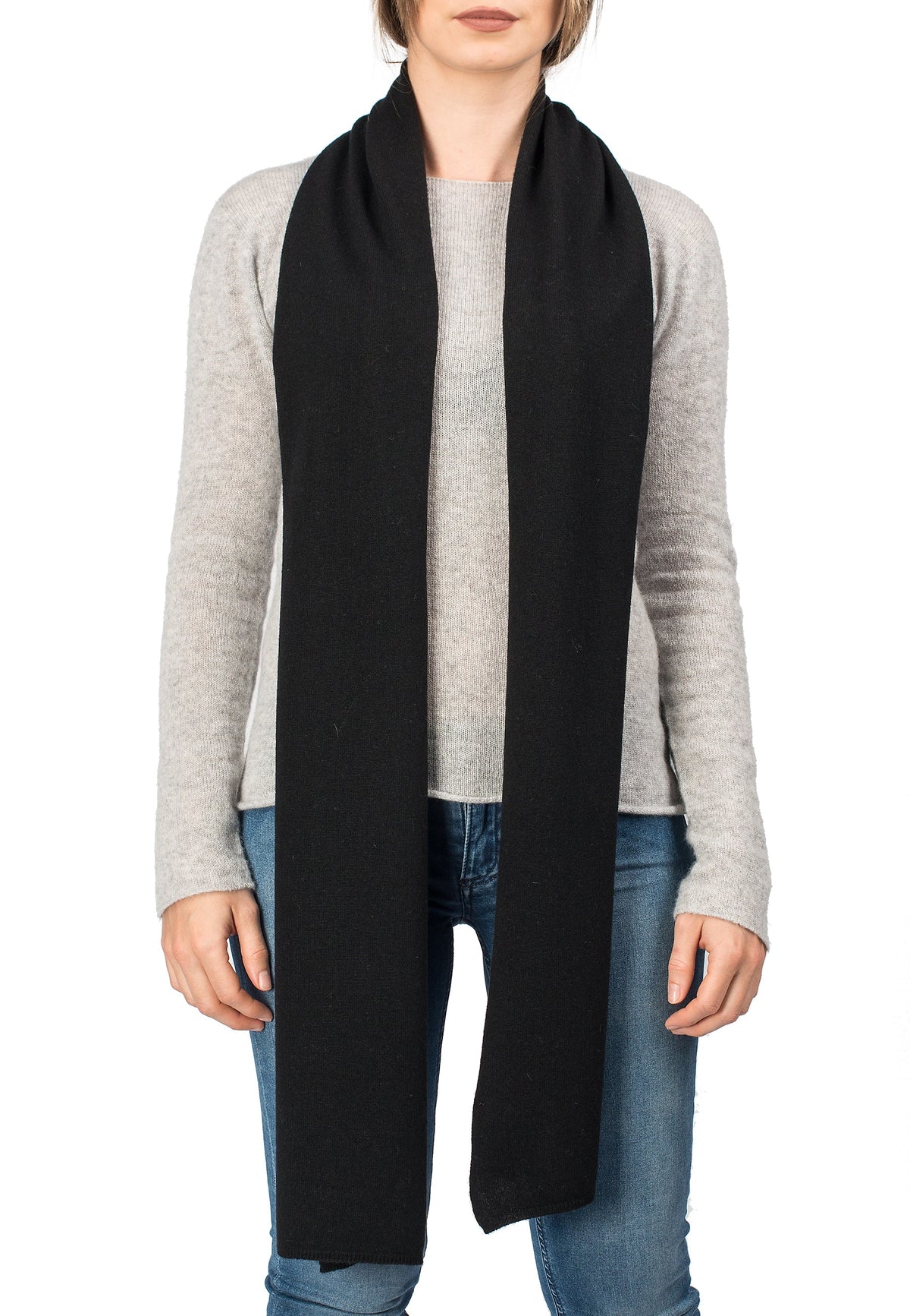 Black Unisex Cashmere Blend Scarf, view 2