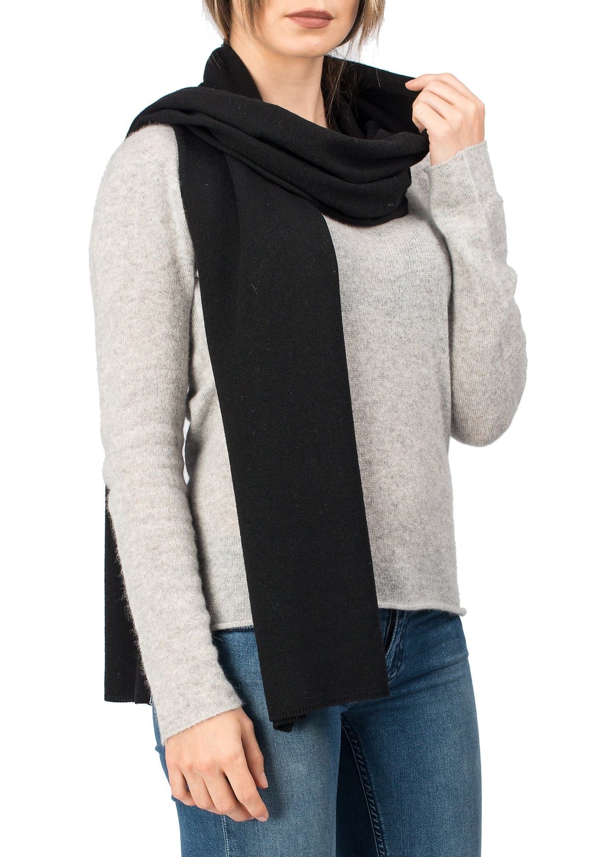 Black Unisex Cashmere Blend Scarf