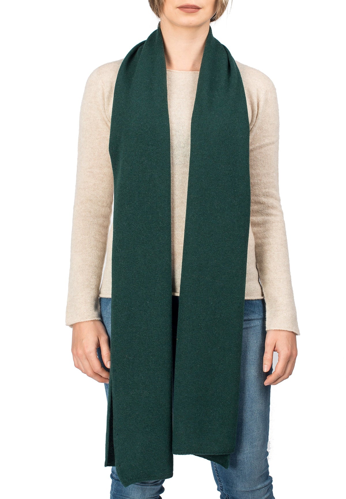 Green Unisex Cashmere Blend Scarf, view 2