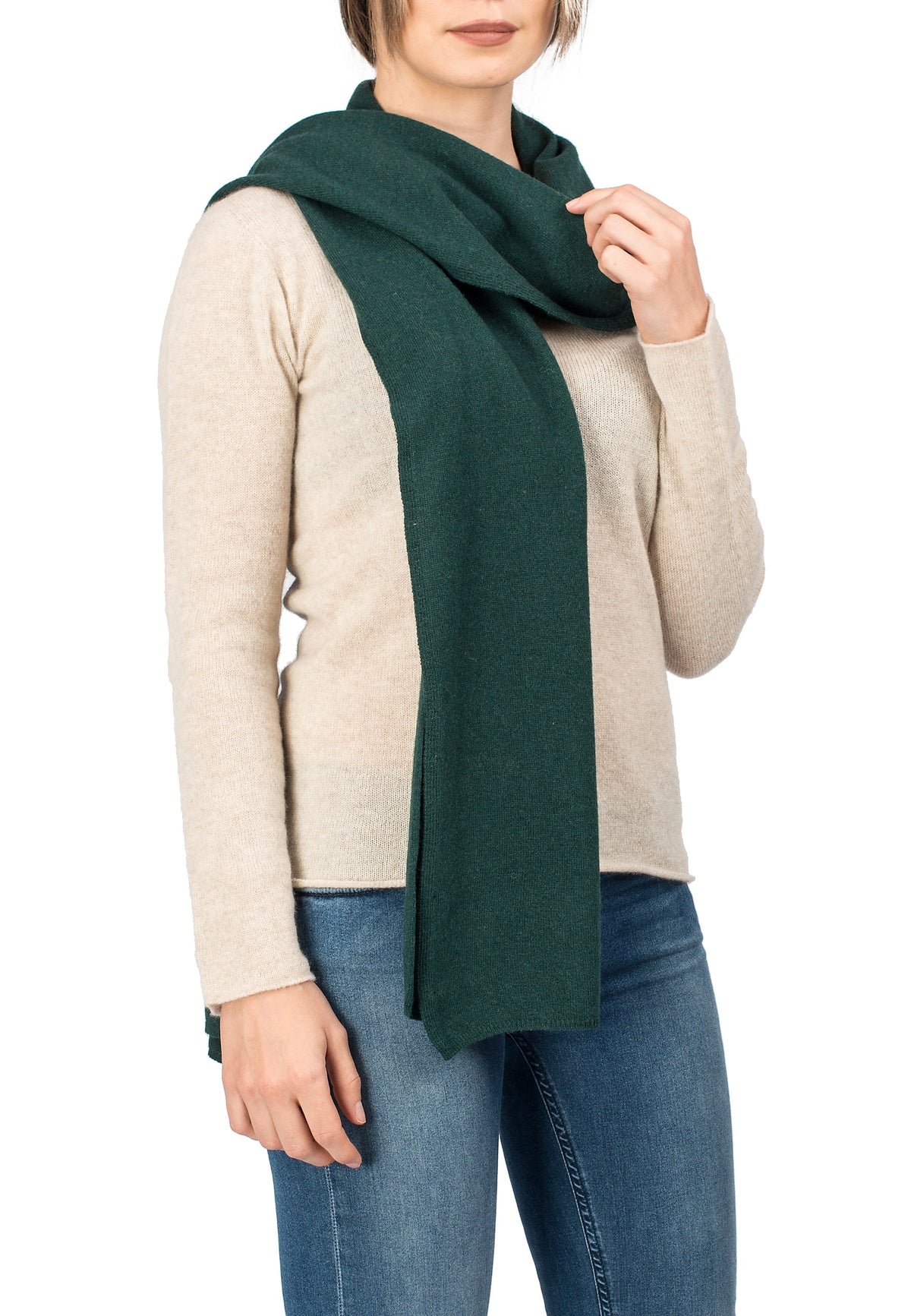 Green Unisex Cashmere Blend Scarf