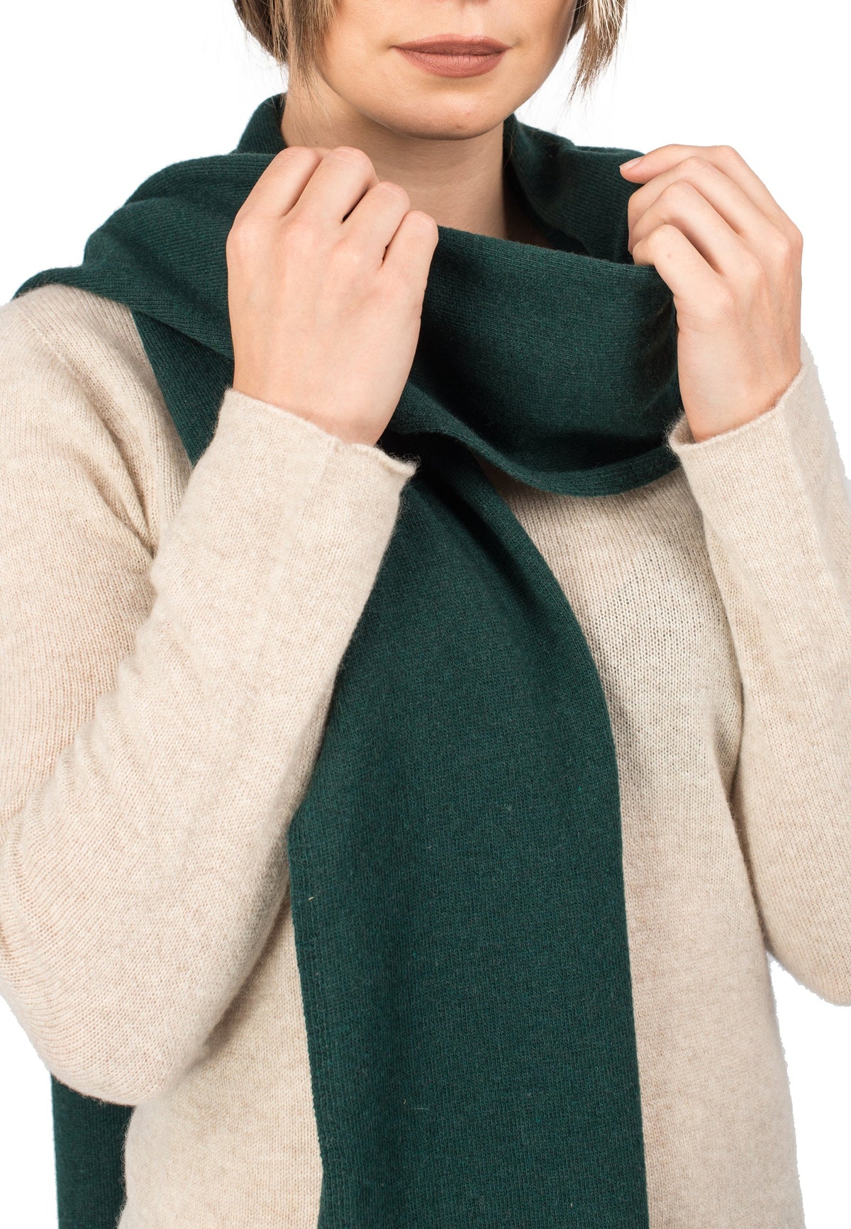 Green Unisex Cashmere Blend Scarf, view 3