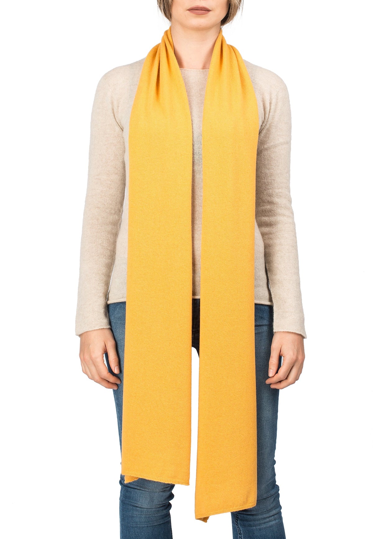 Yellow Unisex Cashmere Blend Scarf, view 2