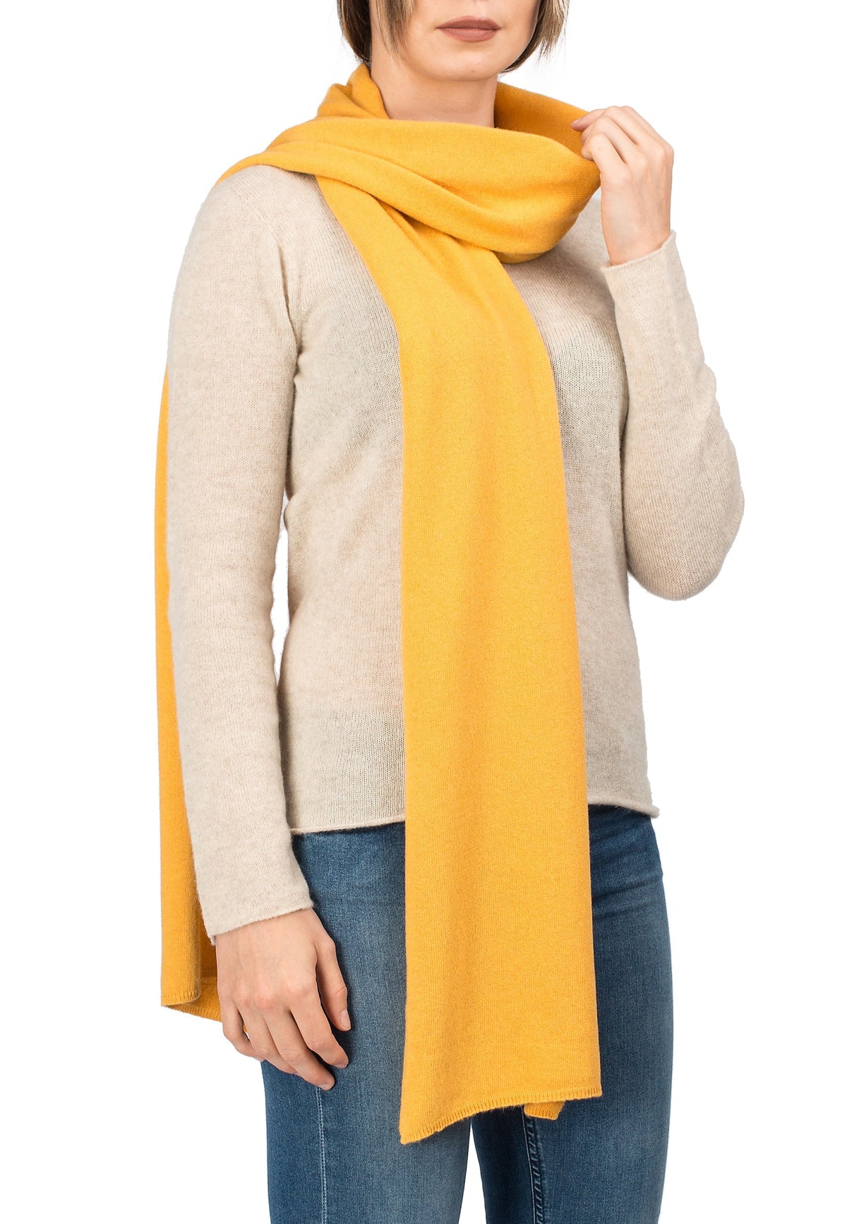 Yellow Unisex Cashmere Blend Scarf