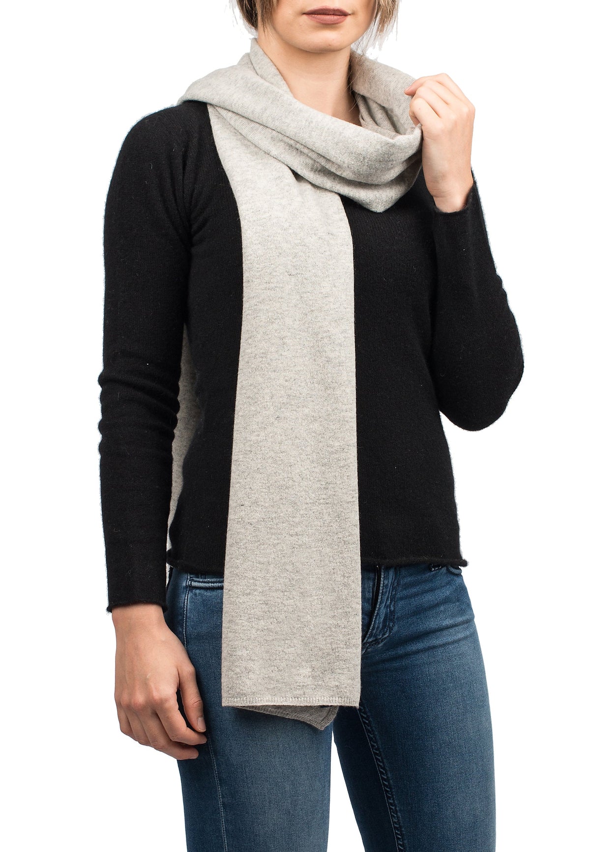Gray Unisex Cashmere Blend Scarf