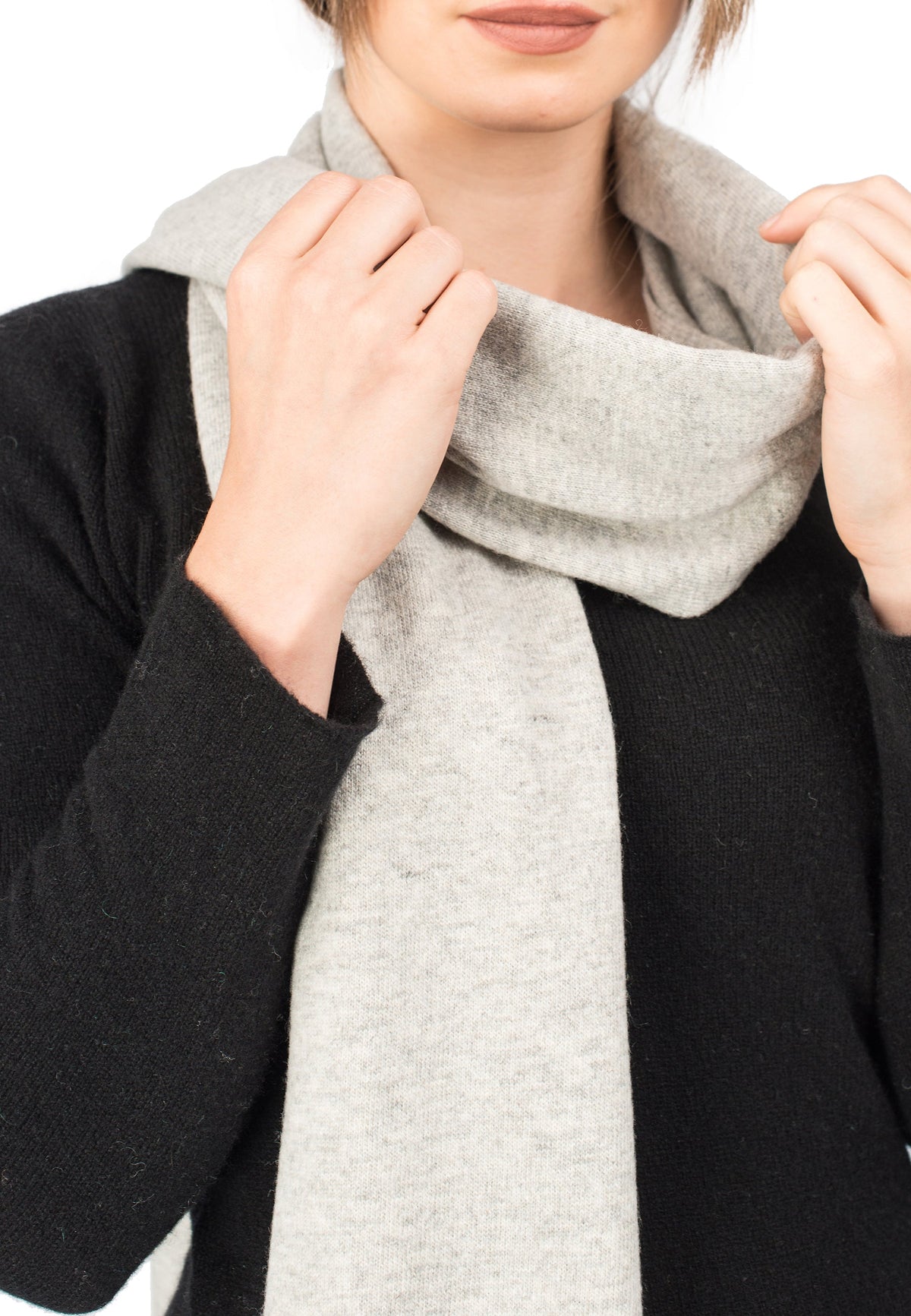 Gray Unisex Cashmere Blend Scarf, view 3