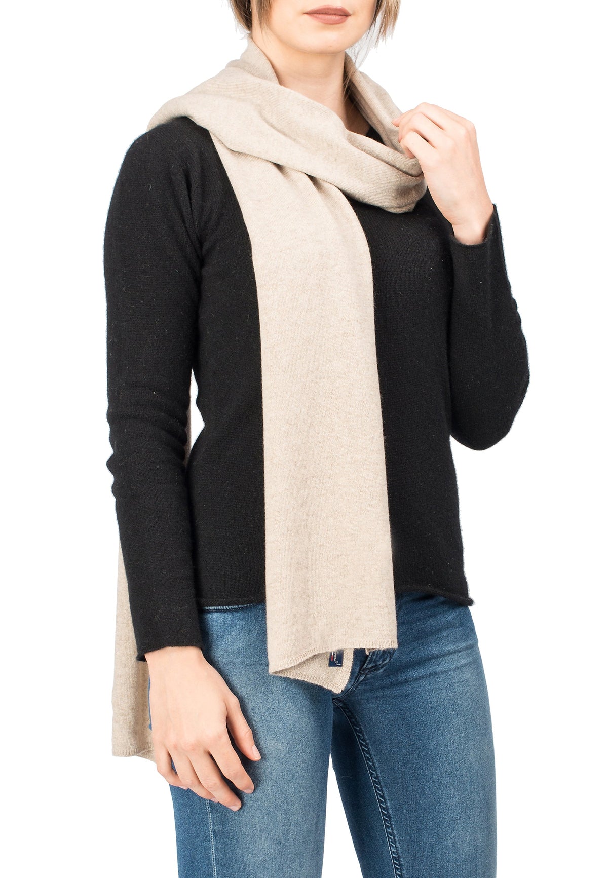 Beige Unisex Cashmere Blend Scarf