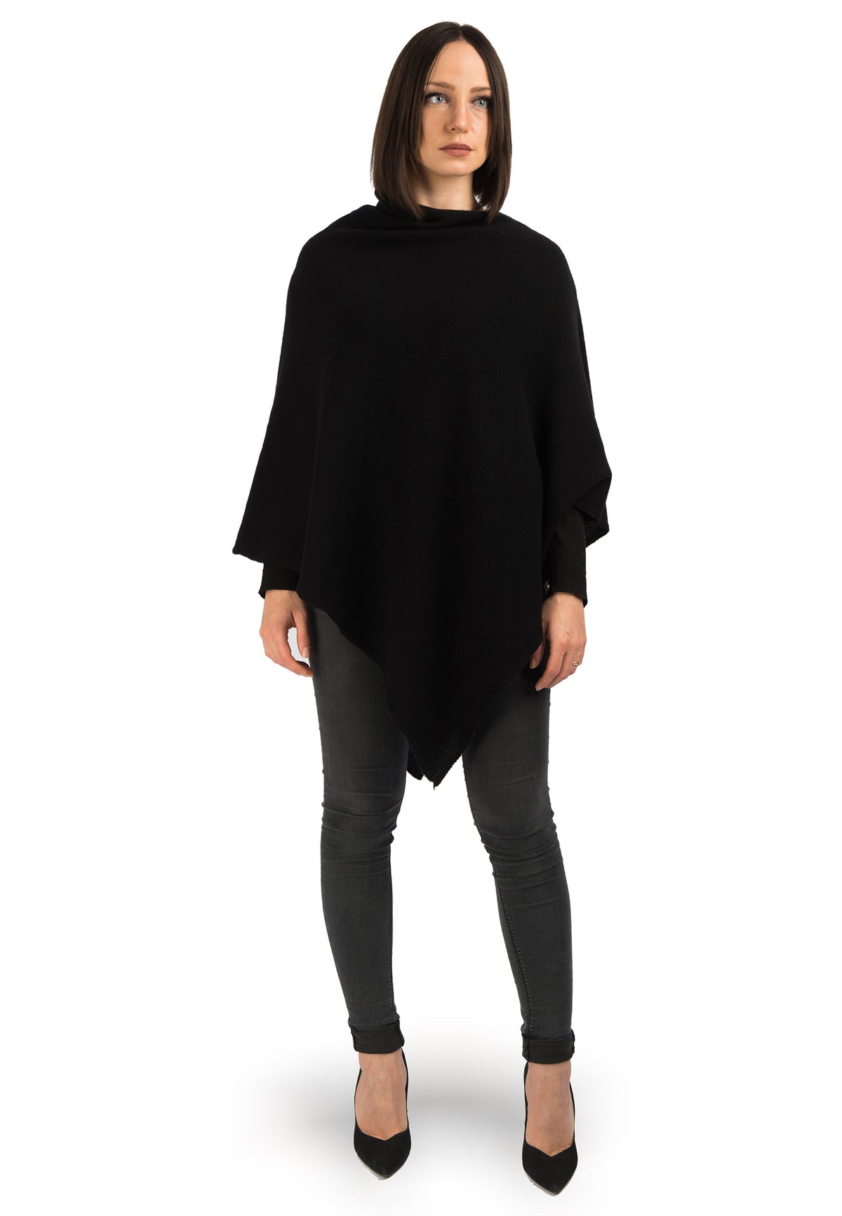 Black 100% Cashmere Poncho