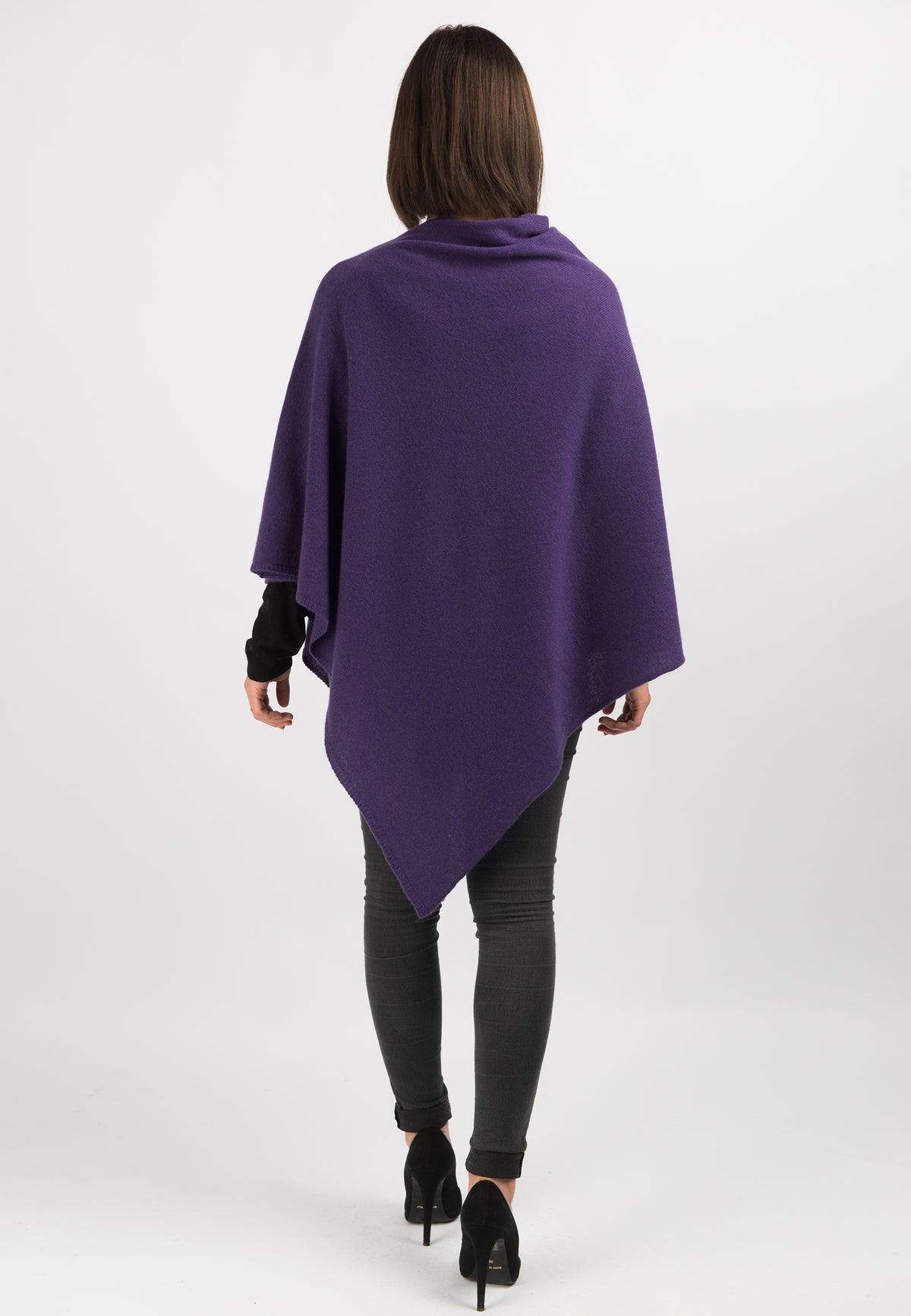 Purple 100% Cashmere Poncho, view 3