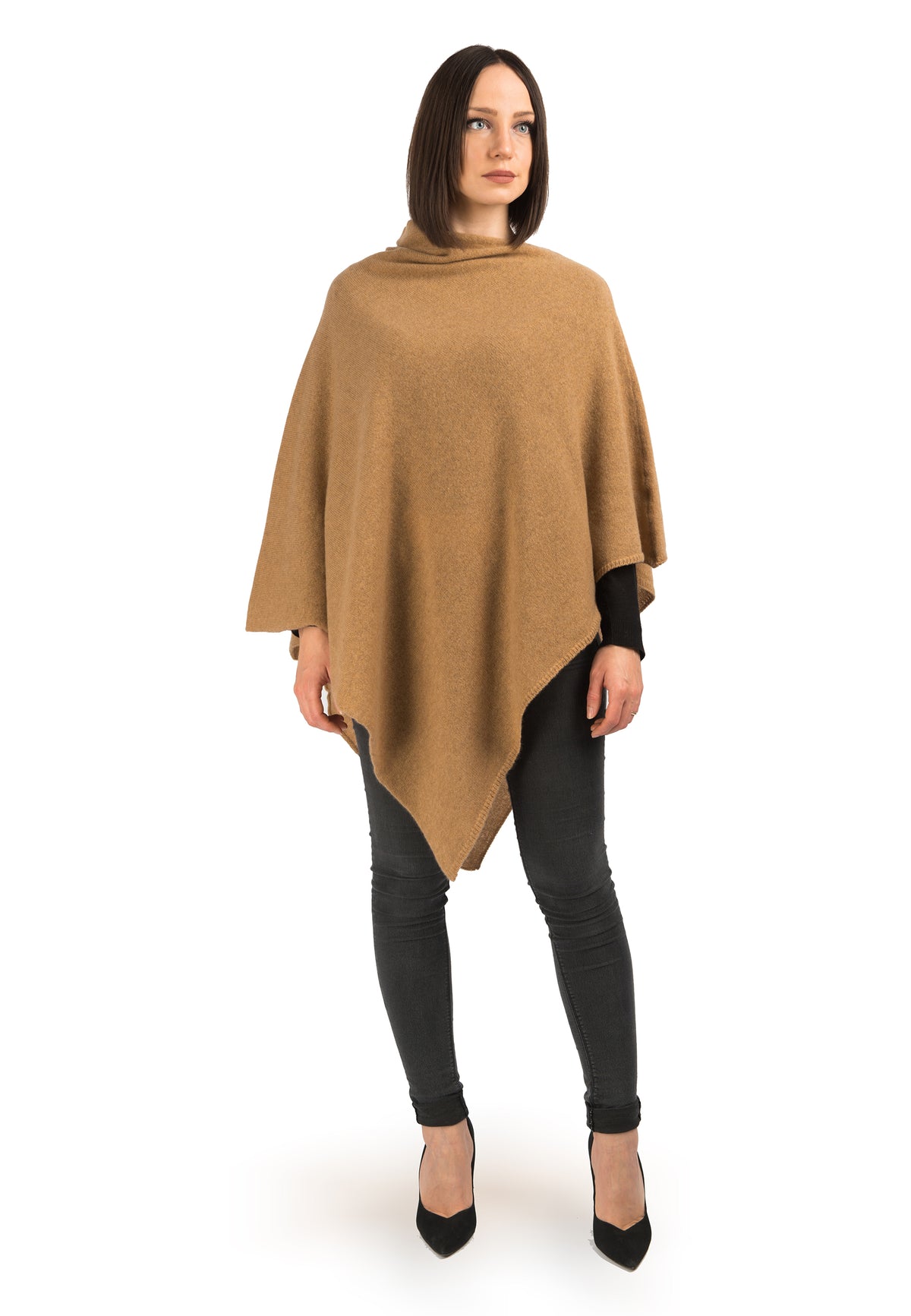 Camel 100% Cashmere Poncho