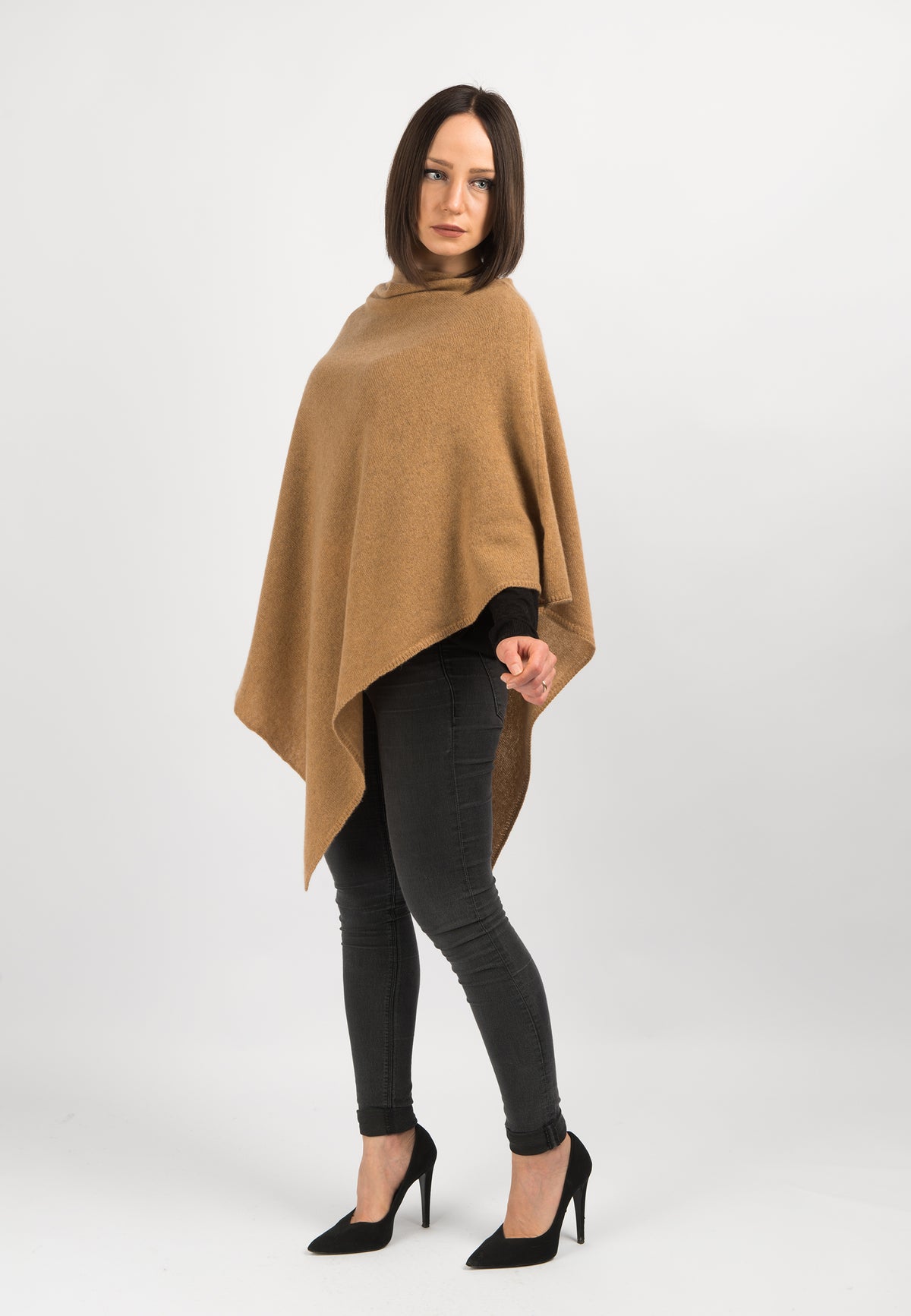 Camel 100% Cashmere Poncho, view 2