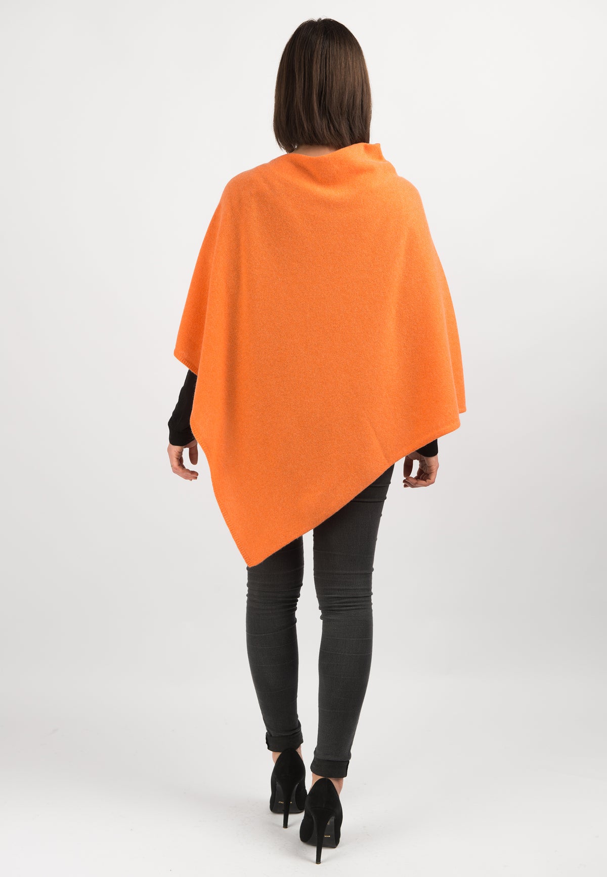Orange 100% Cashmere Poncho, view 3