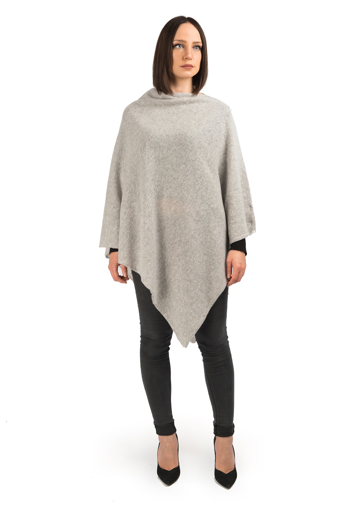 Gray 100% Cashmere Poncho