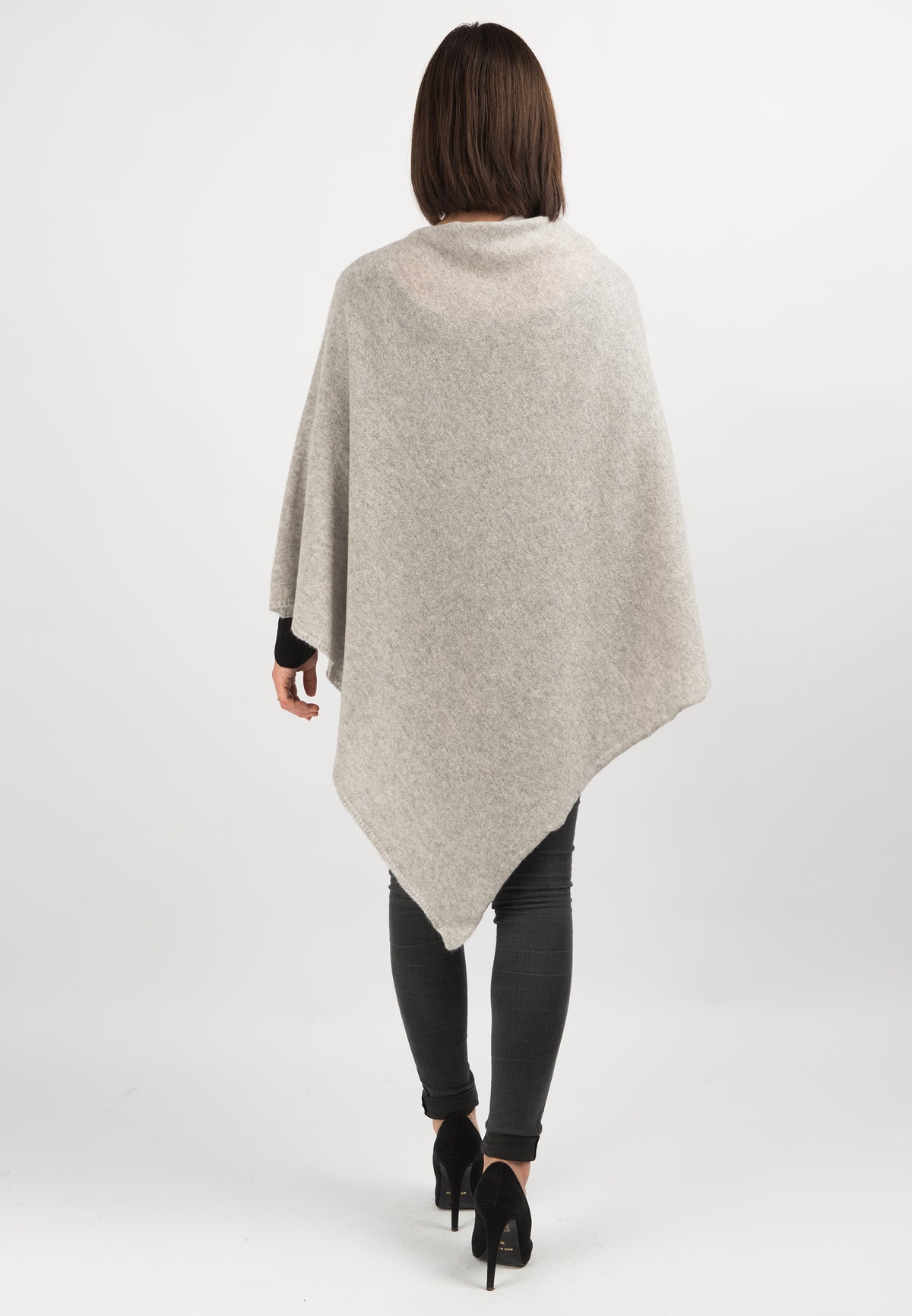 Gray 100% Cashmere Poncho, view 3