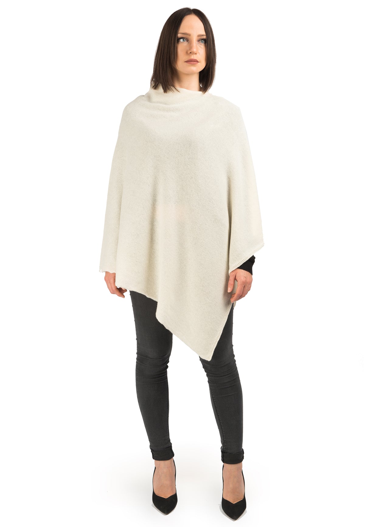 Cream 100% Cashmere Poncho