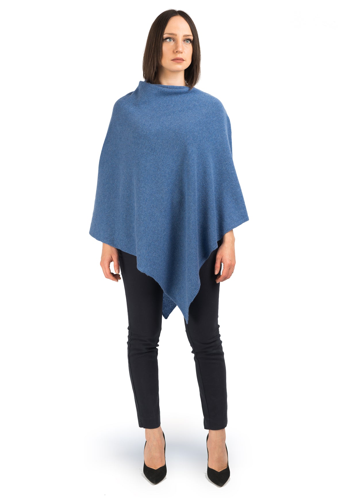 Light Blue 100% Cashmere Poncho