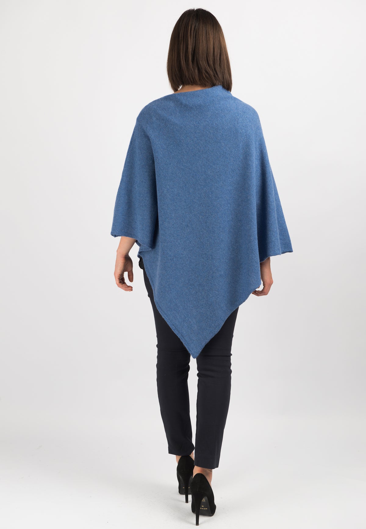 Light Blue 100% Cashmere Poncho, view 3