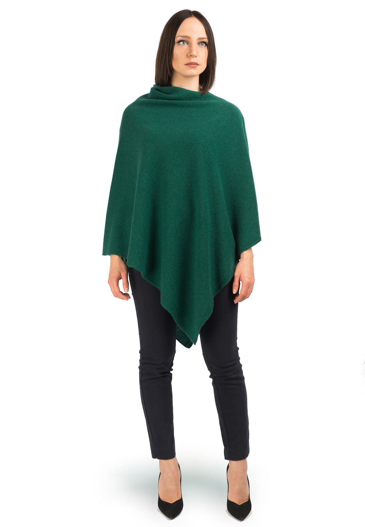 Green 100% Cashmere Poncho
