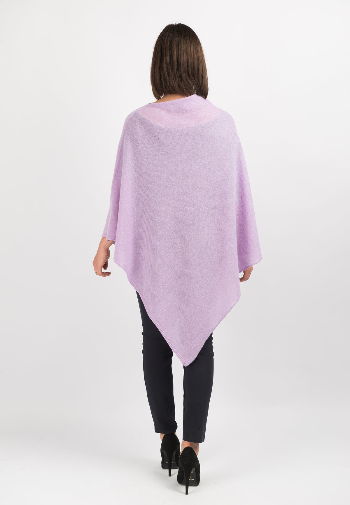 Lilac 100% Cashmere Poncho, view 3