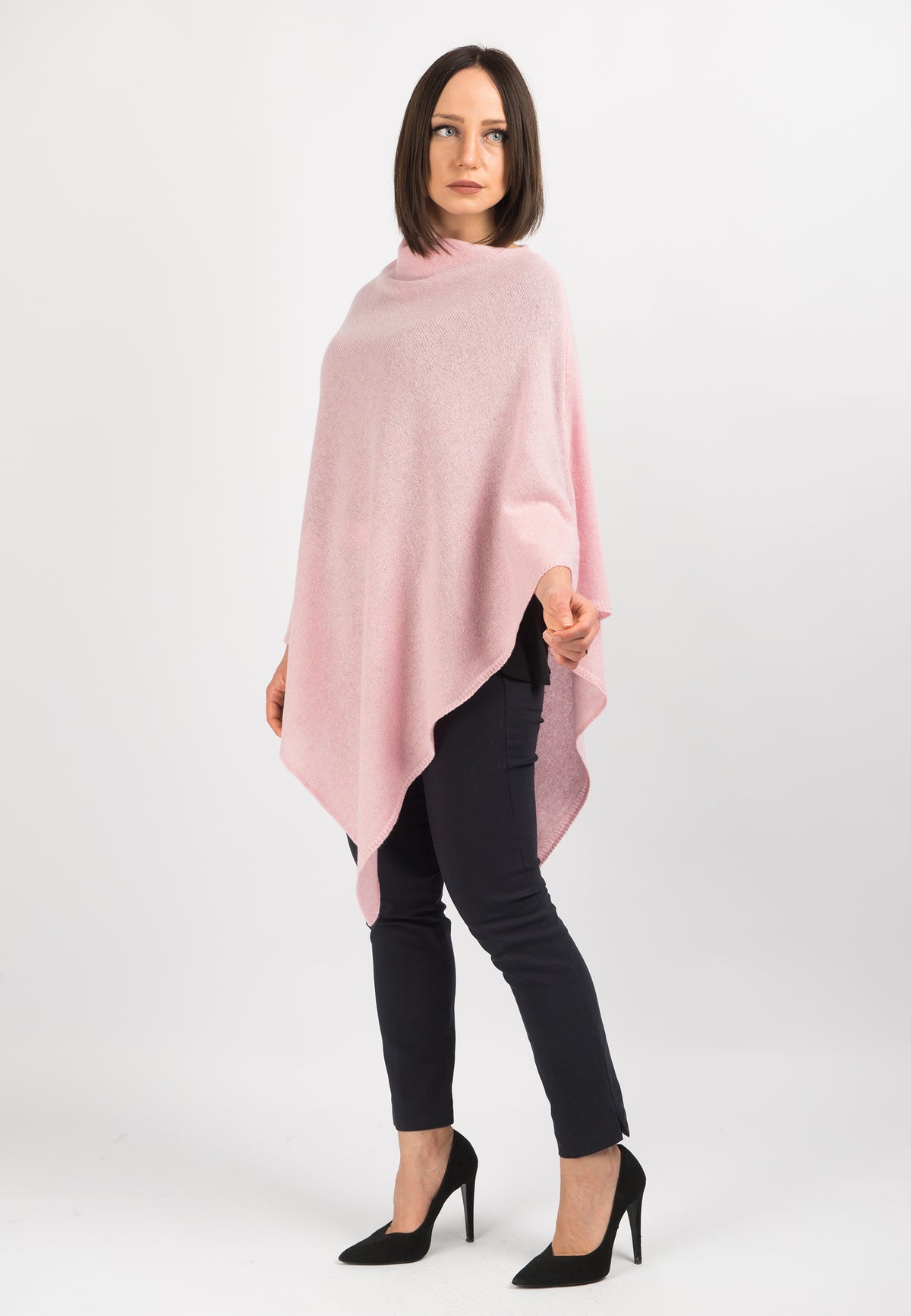 Pink 100% Cashmere Poncho, view 2