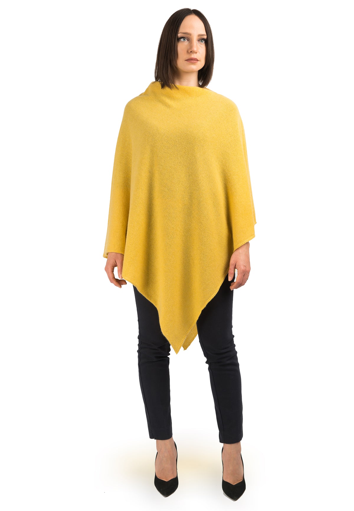 Yellow 100% Cashmere Poncho