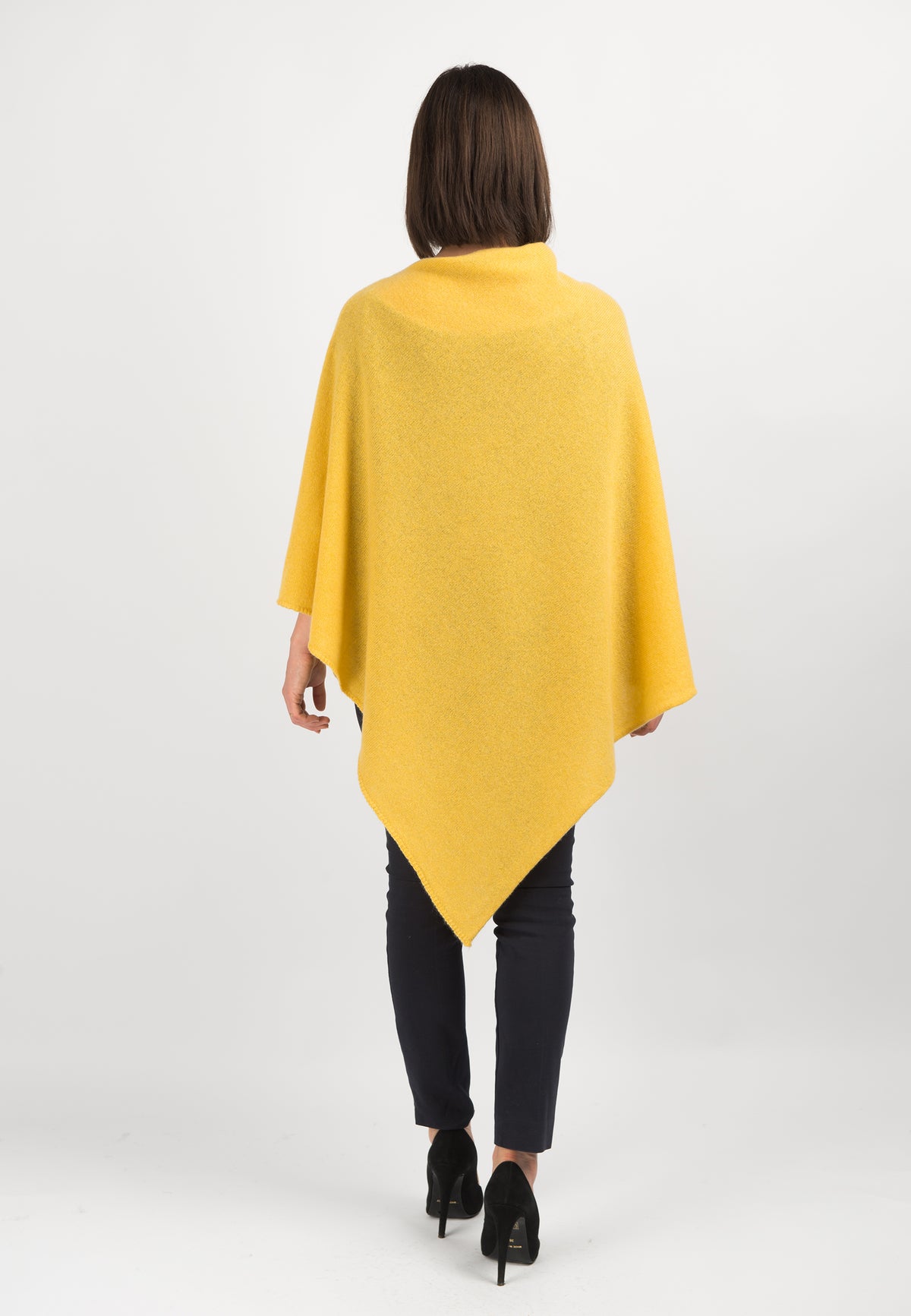 Yellow 100% Cashmere Poncho, view 3