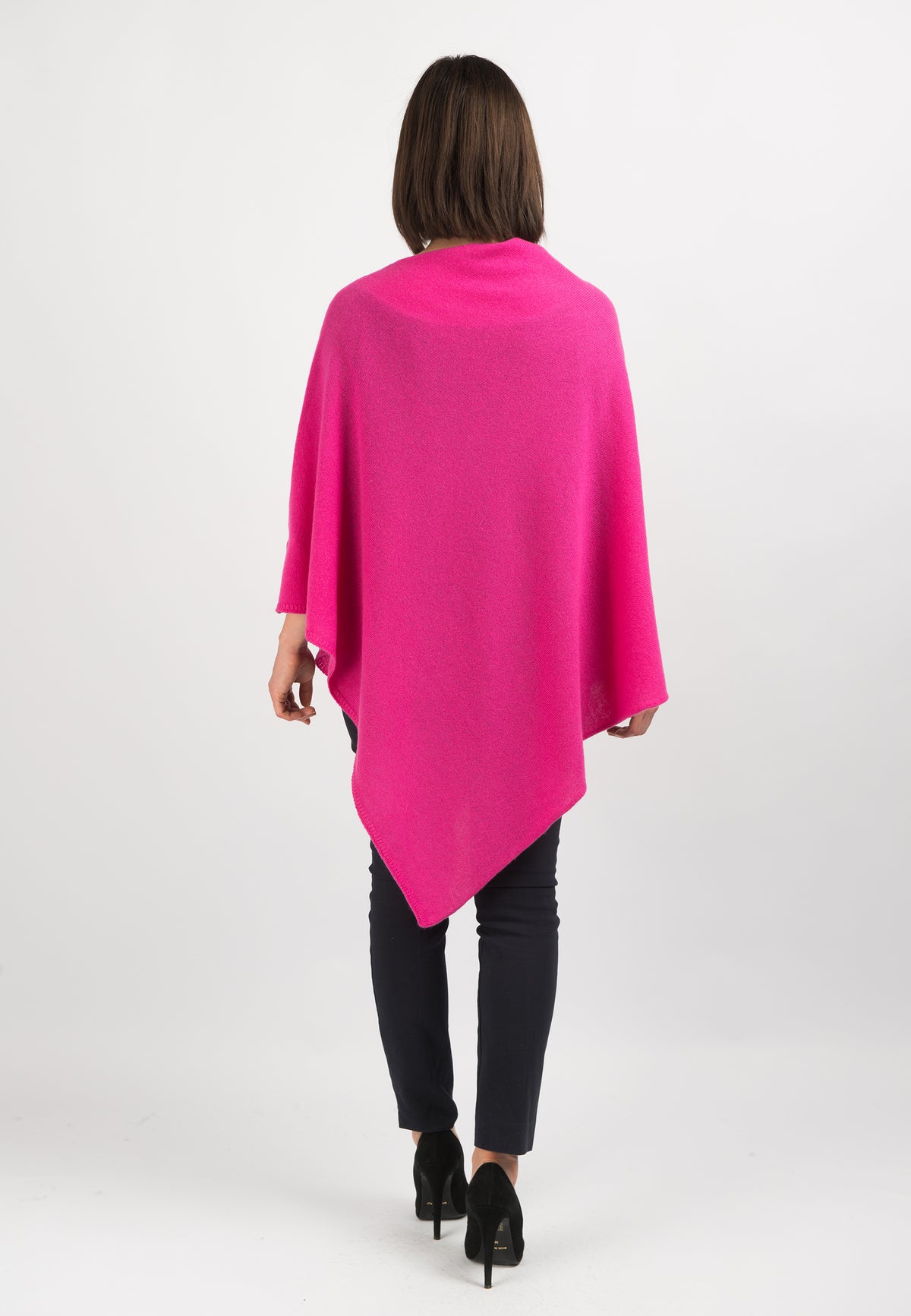 Fuchsia 100% Cashmere Poncho, view 3