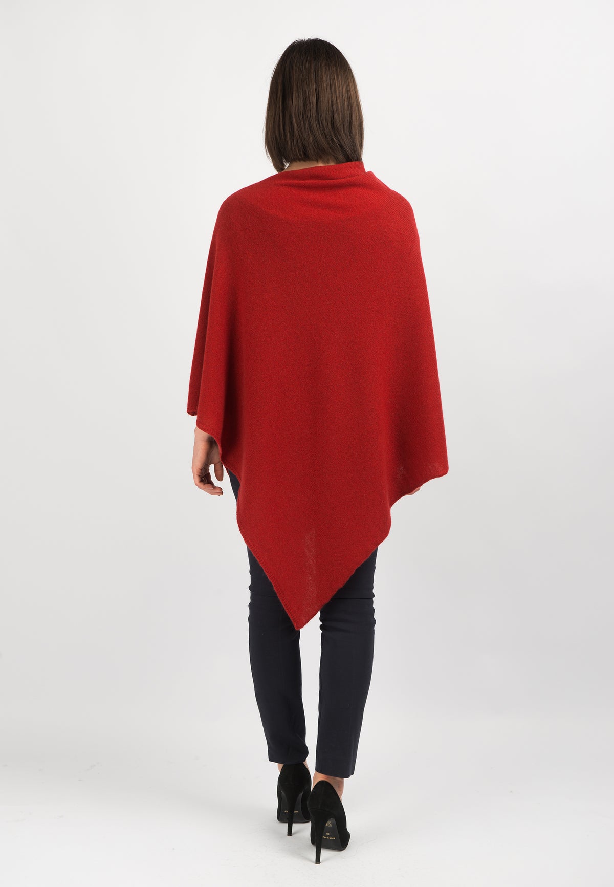 Red 100% Cashmere Poncho, view 3