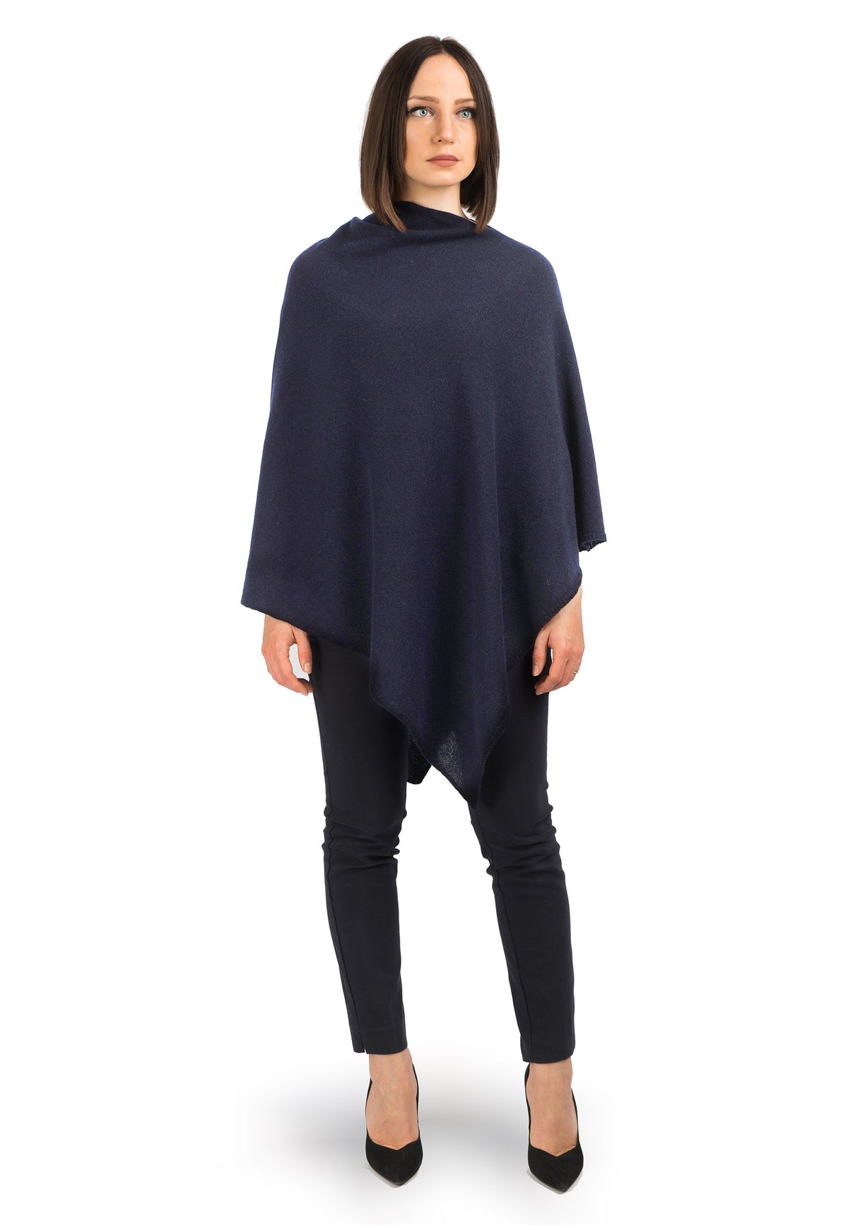 Blue 100% Cashmere Poncho