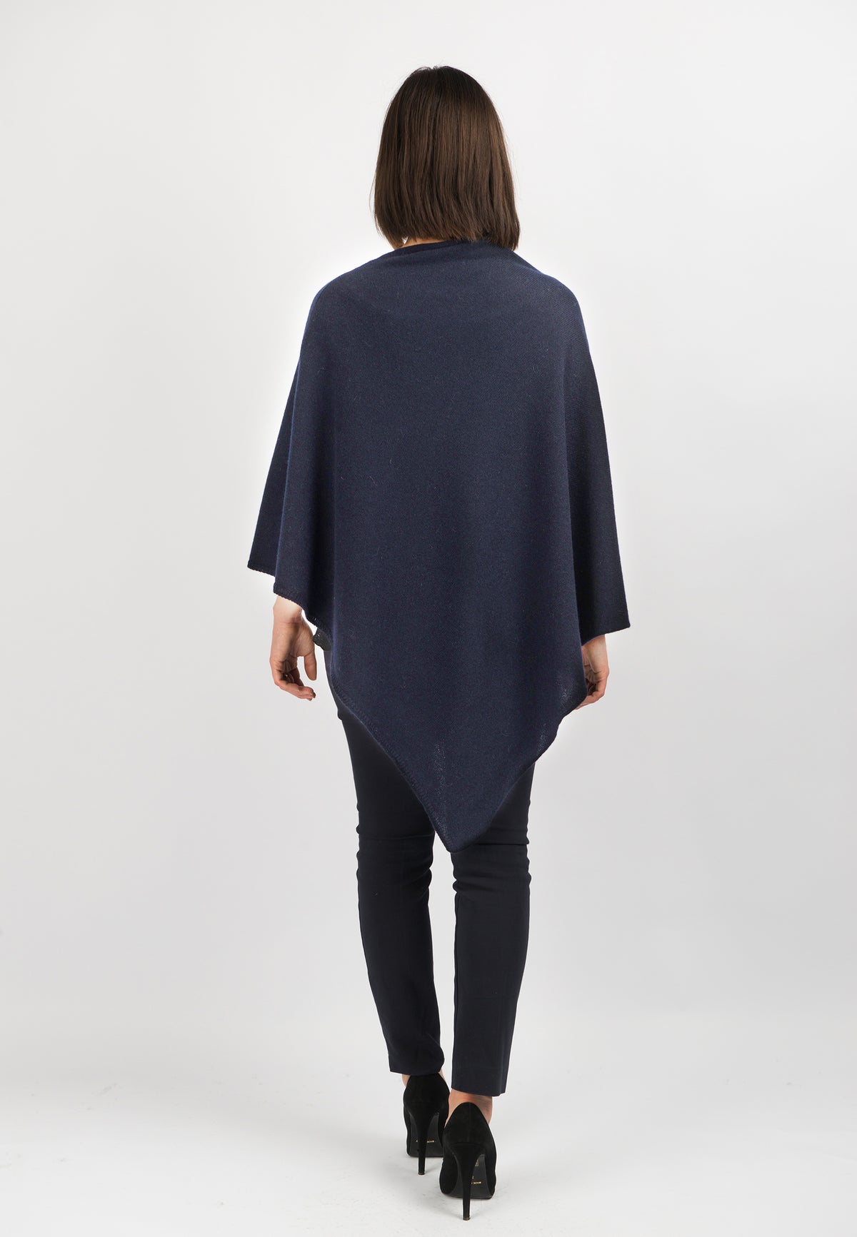 Blue 100% Cashmere Poncho, view 3