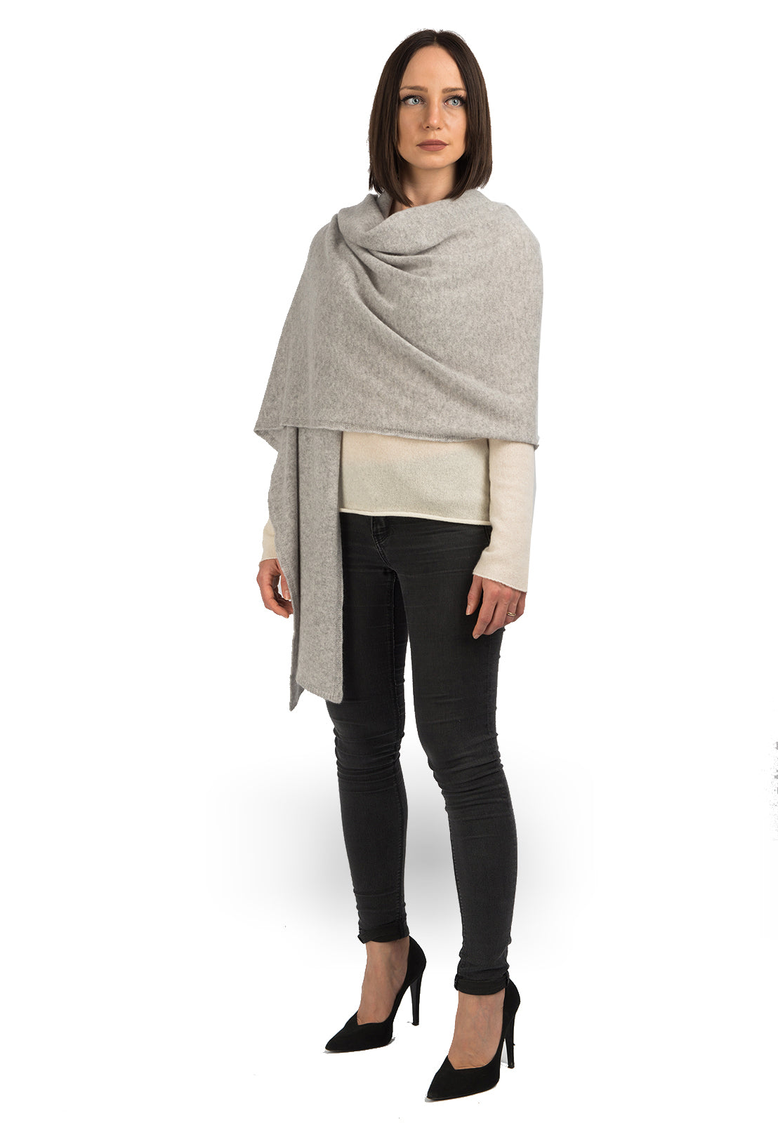 Gray Women's 100% Cashmere Wrap, view 2
