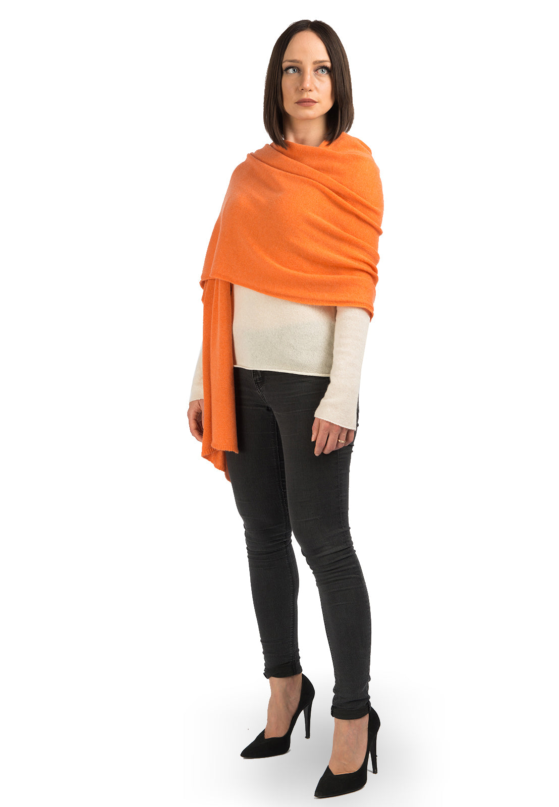 Orange Women's 100% Cashmere Wrap, view 2